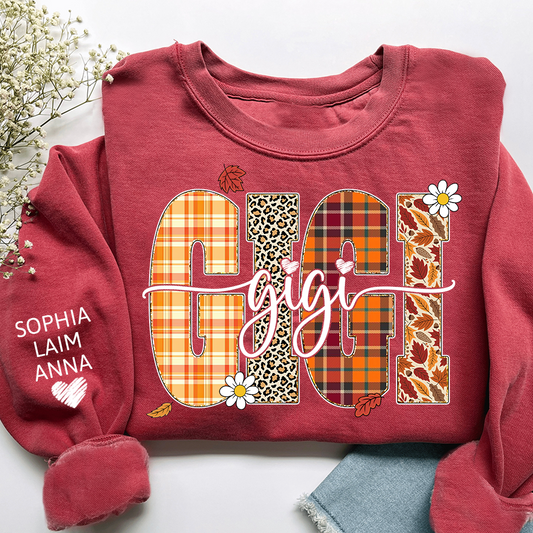 Custom Fall Pumpkin Sweatshirt, Gift for Gigi And Grandchild