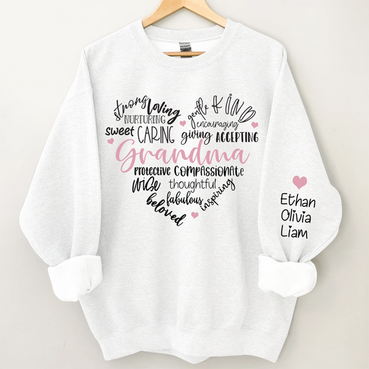 Grandma Heart Sweatshirt, Custom Grandma And Kids Heart, Grandma Gift TH