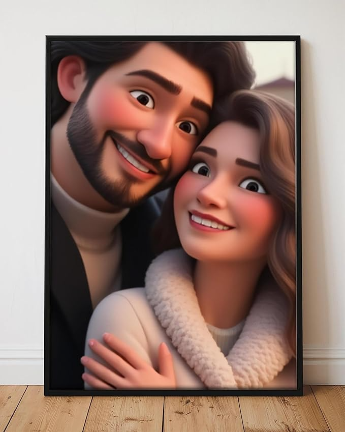 Custom Cartoon Portrait Poster, Custom Couple Portrait Wall Art Print, Portraits from Photo, Personalized Gift for Her, Him, Wife, Husband, Gifts Valentine Birthday Wedding Christmas for Men Women