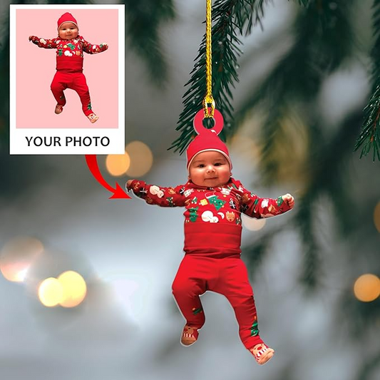 Personalized Photo Baby 1st Christmas Ornament, Custom Baby Christmas Tree Decor, Acrylic