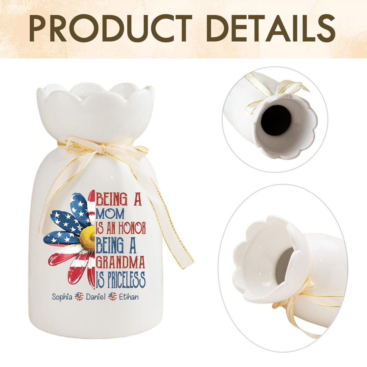 Custom Ceramic Flower Vase, In a World Full of Grandmas Be a Mimi with Family Names, Perfect Gift for Grandma