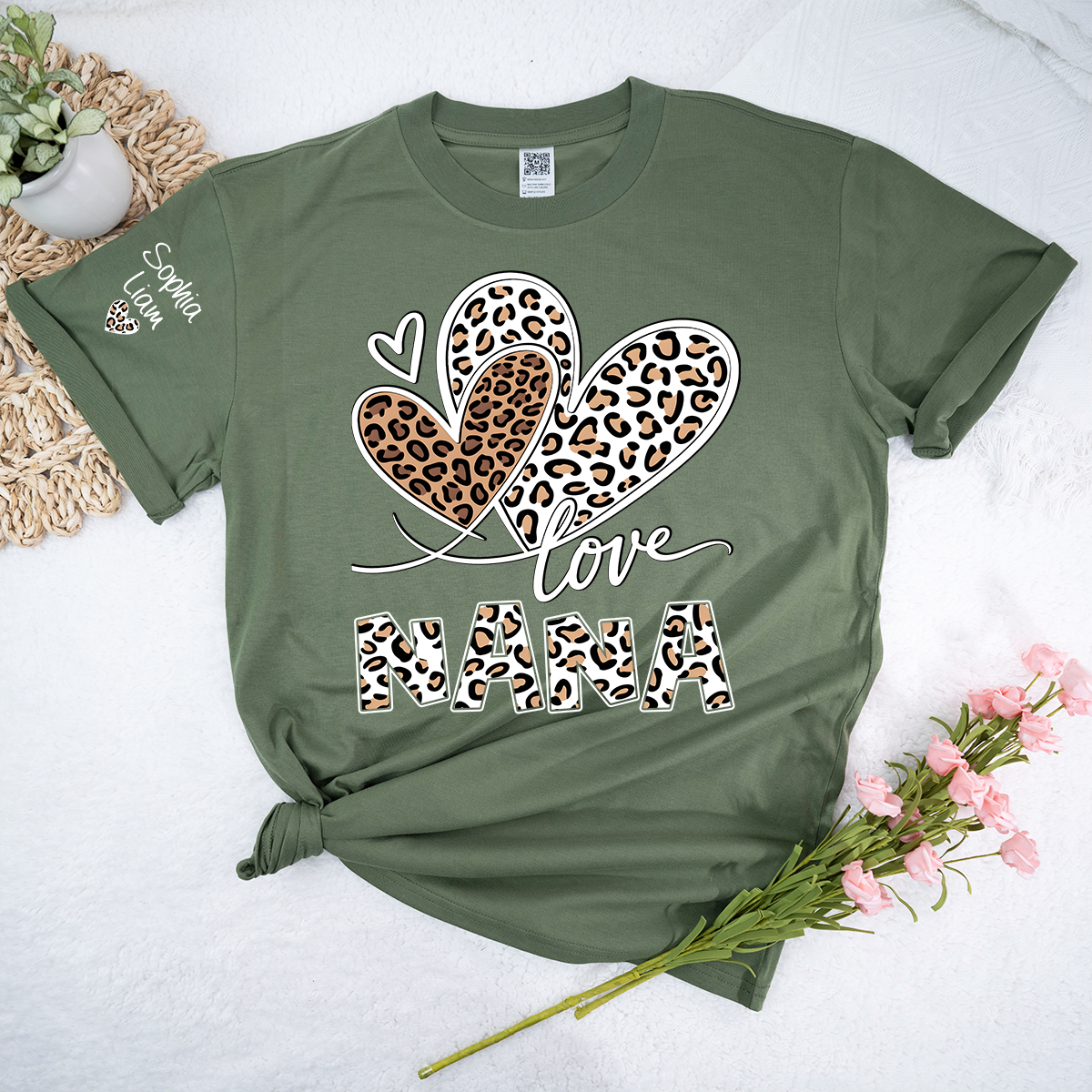 Leopard Love Nana Shirt, Grandma T Shirt with Heart Design, Meaningful Gift for Nana