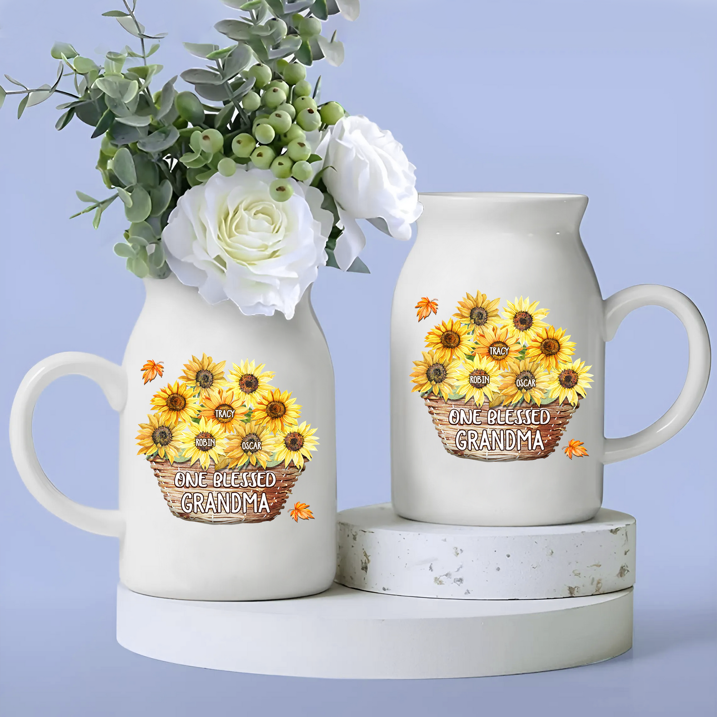 Flower Basket For Grandma And Kids - Custom Home Decoration Flower Vase According To Family Requirements - Warm Gift For Mother's Day, Ceramic Flower Vase
