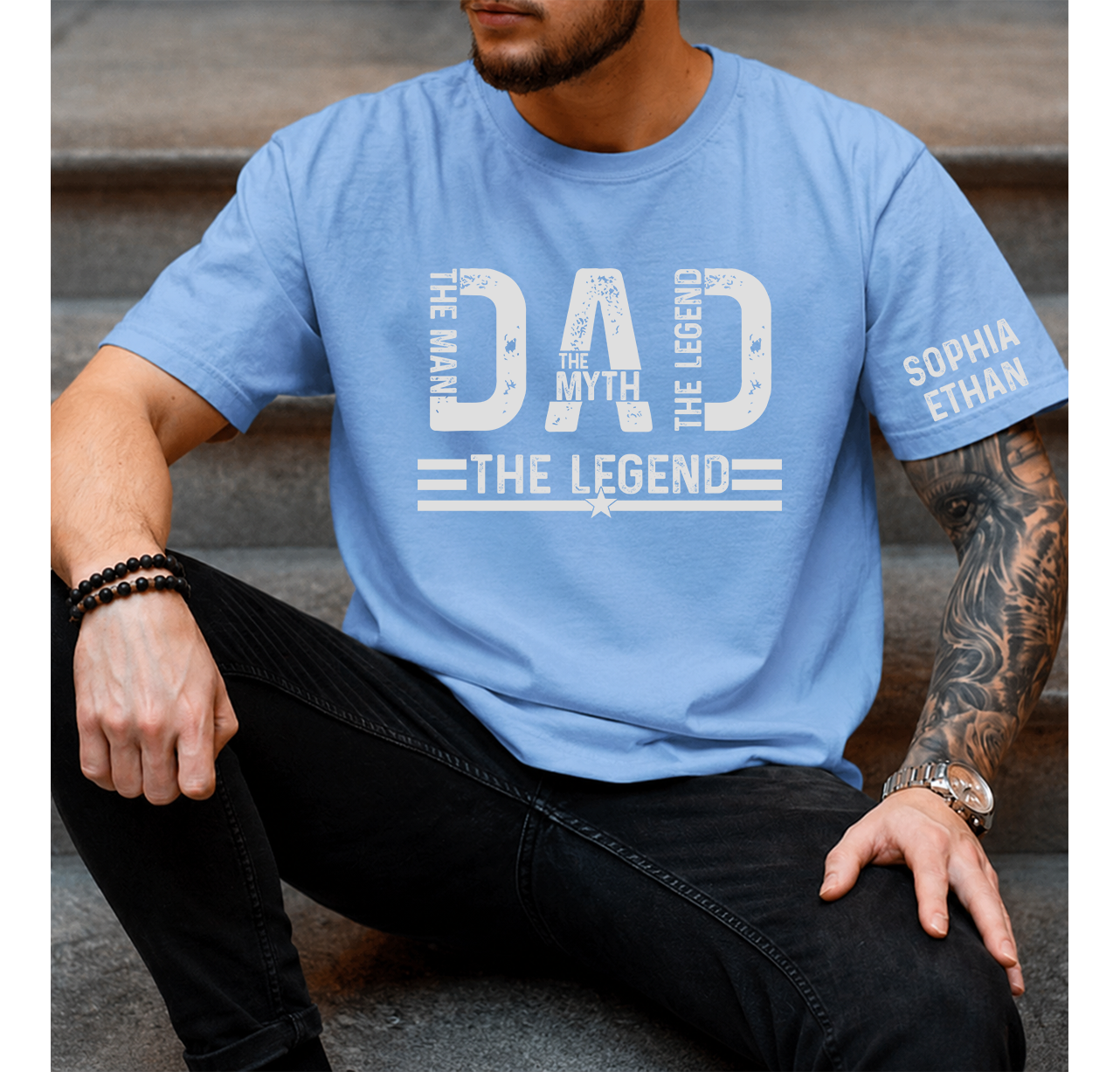The Man The Myth The Legend Dad T-Shirt – Personalized Custom Name Gift for Daddy Papa Dad