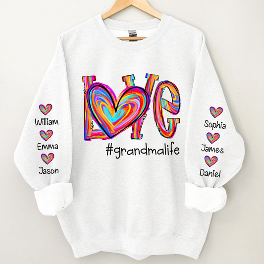 Love Color Grandma Life With Kids, Gift For Grandma TH Sweatshirt