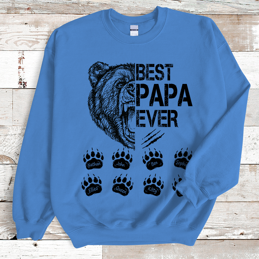 Best Papa Ever, Bear Art Personalized Sweatshirt