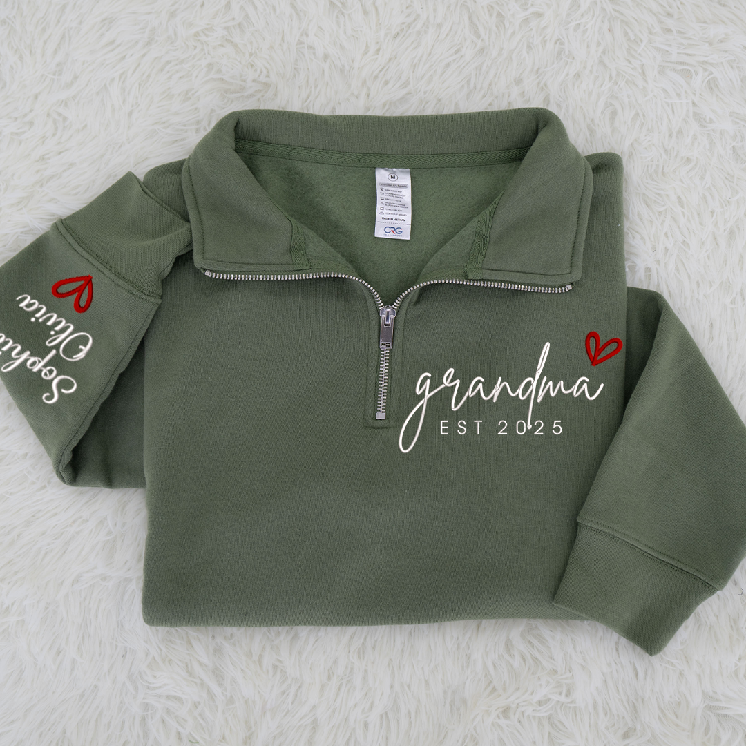 Personalized Hand Embroidered Grandma Sweater, Gift for Grandma and Kids