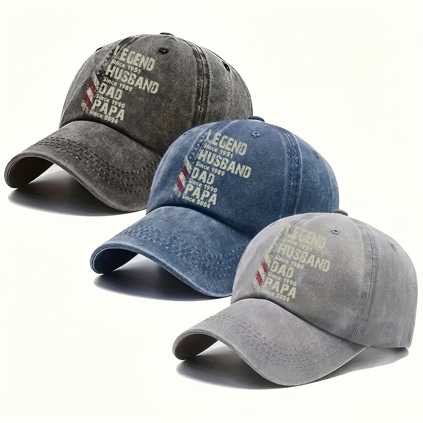 Legend Husband Dad Papa Father's Day Gift Trend, Personalized Custom Vintage Washed Denim Cap