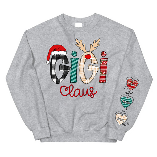 Personalized Gigi Claus With Grandkids Sweatshirt