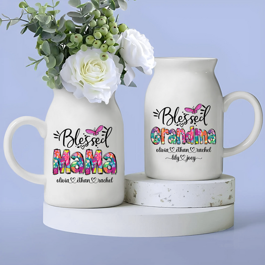 Blessed Nana Grandklids Est Colorful CG658 Ceramic Flower Vase, Mother's Day Gifts