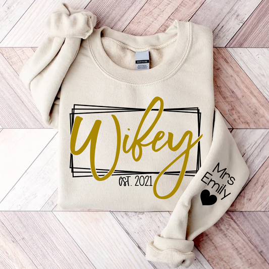 Wifey Hubby Custom Est Couple Sweatshirt, Gift For Fiance, Wedding Gift, Matching Couple Sweatshirt