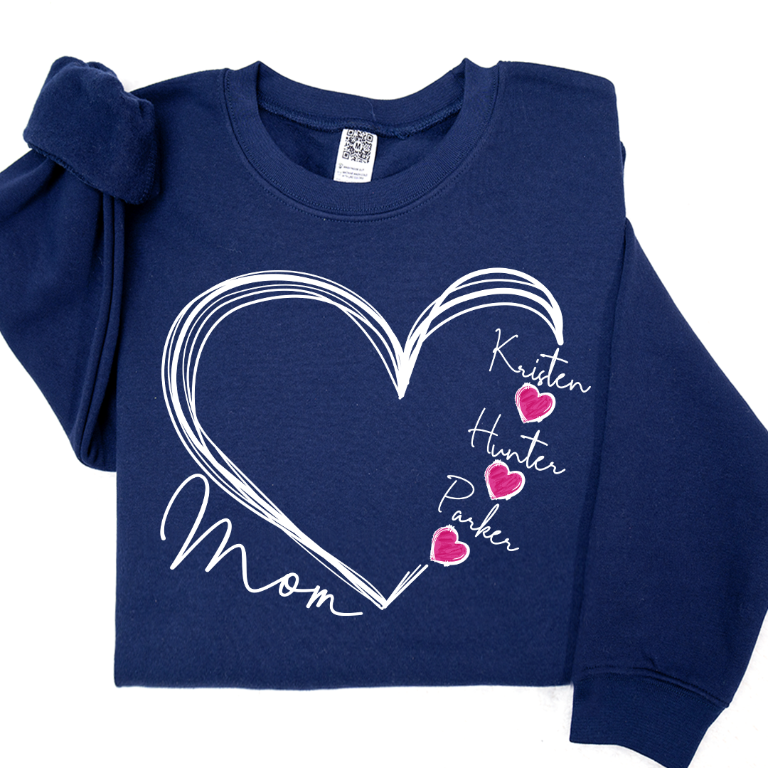 Custom Heart Mom And Kids Valentine's Day LTP01 Sweatshirt
