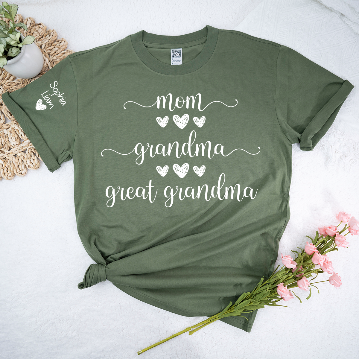 Mom Grandma Great Grandma Shirt, Custom Grandma Tee with Children Names, Cute Family Shirt for Mom Grandmother Gift Idea