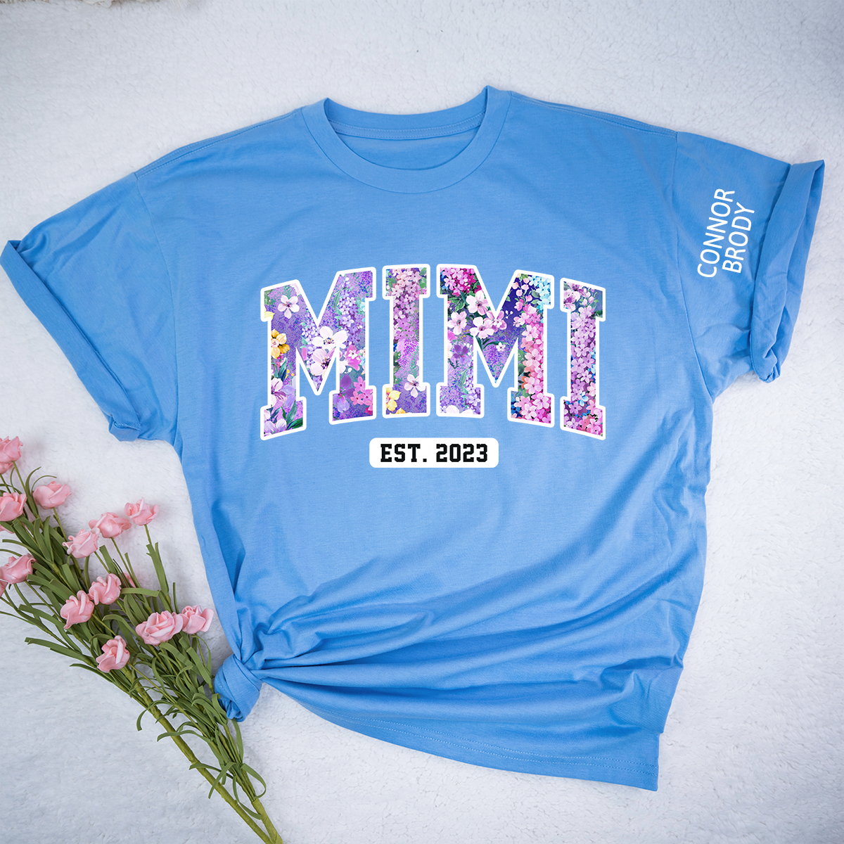 Mimi Floral Purple Shirt, Custom Mimi And Kids, Mother's Day Gift TH