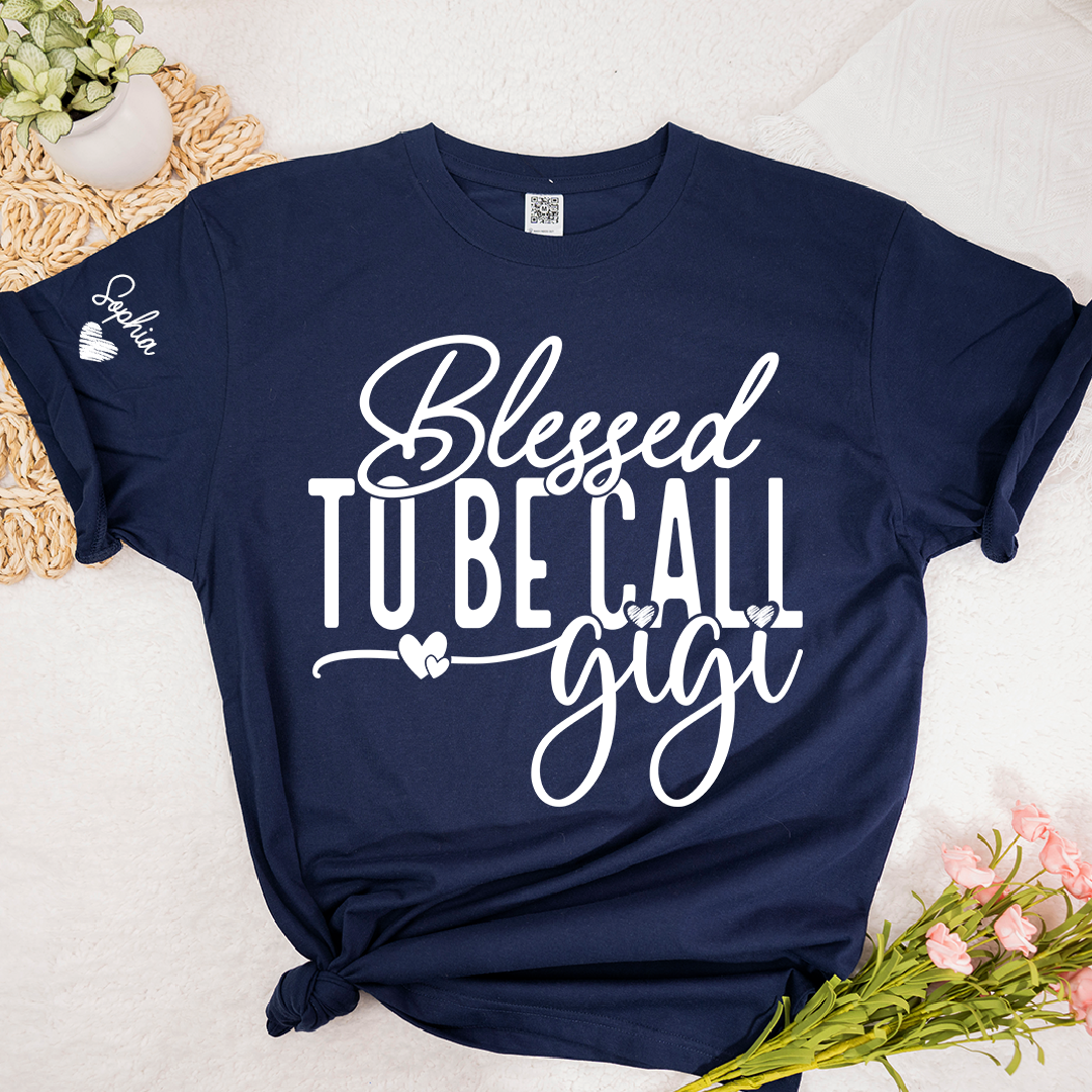 Custom Name Blessed To Be Call Gigi TShirt, Cozy Gift For Grandma And Her Grandkids