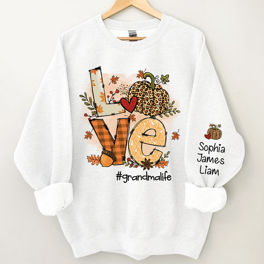 Personalized Grandma Life Fall Autumn, Love Pumpkin Autumn Sweatshirt, Grandma Gift TH