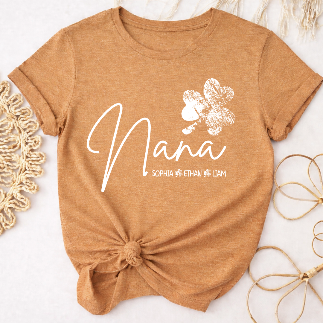 Nana Shamrock Shirt for St Patrick’s Day, Personalized Grandmalife Family Tee