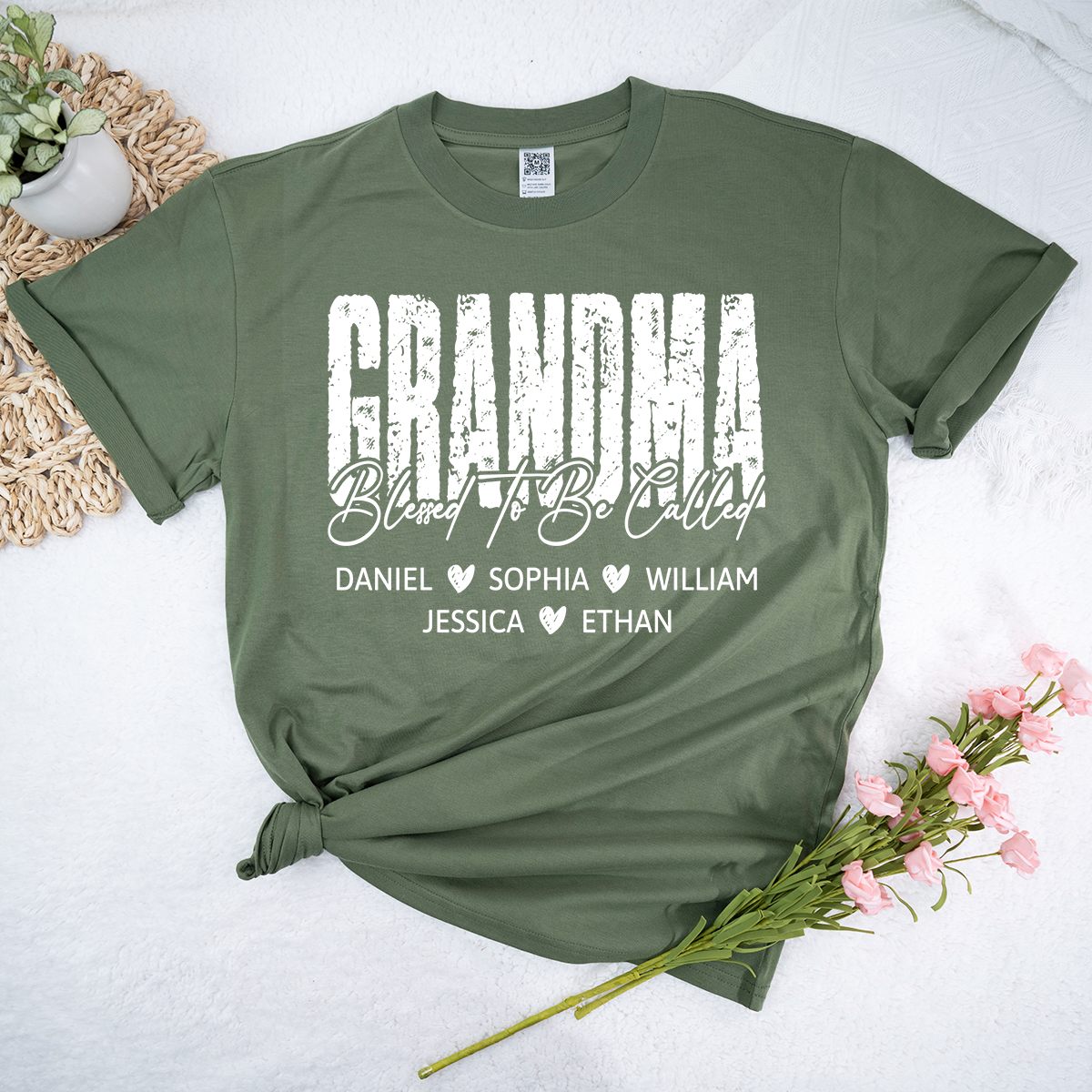 Blessed To Be Called Grandma Shirt, Custom Grandma Name T Shirt with Kids Names, Sentimental Family Apparel for Her