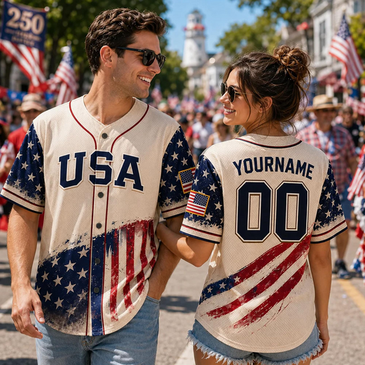 Custom Name 250th Anniversary Baseball Jersey Shirt, 250 Years of Freedom Button Down Jersey for Men Women Family V2