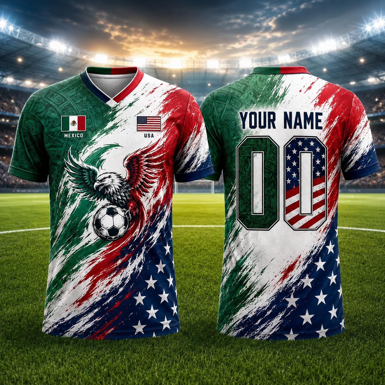 Custom Soccer Jersey 2026, Personalized Custom Name Number Shirt for Men Women Kids, American Flag Soccer Fan Jersey