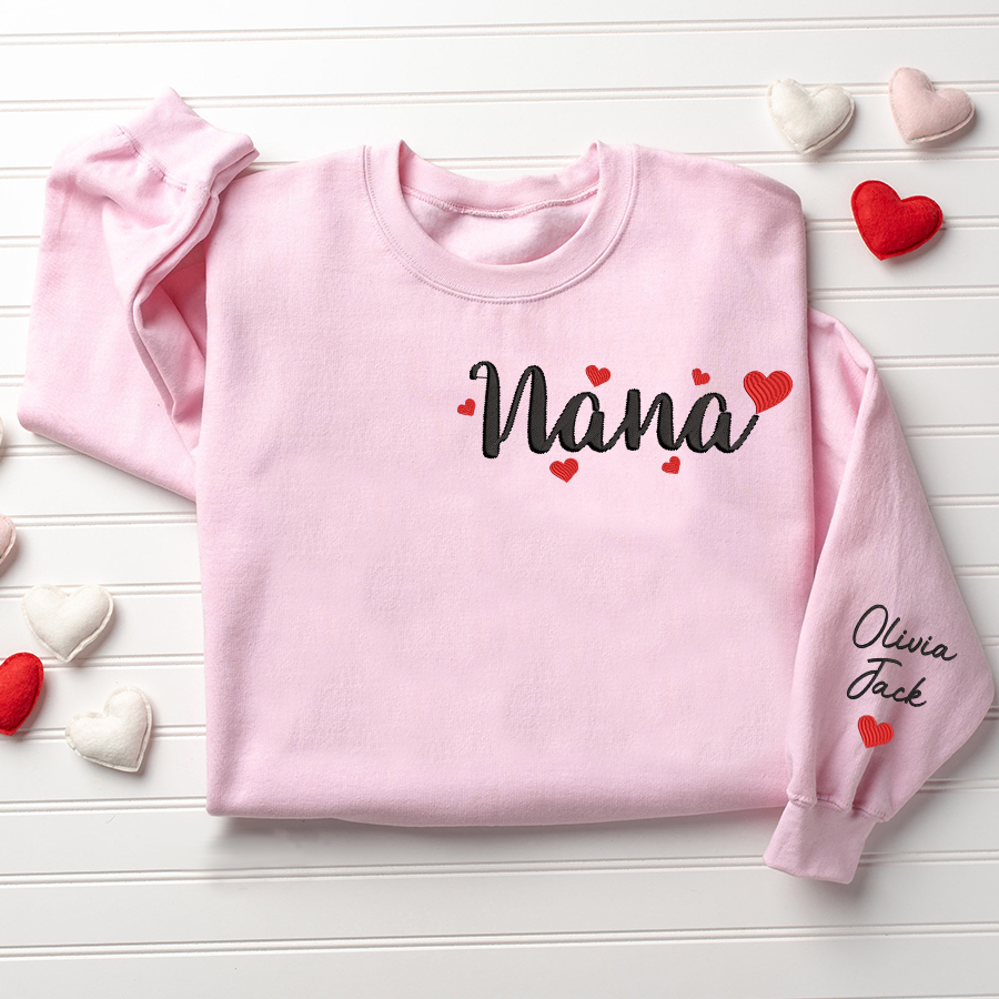 Custom Embroidered Nana Valentine Trend Sweatshirt
