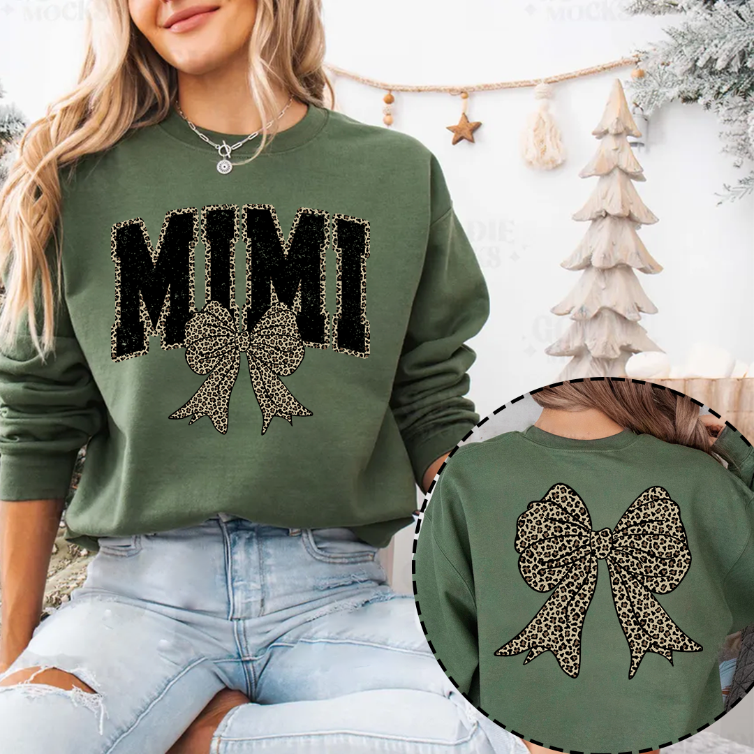 Mimi Leopard Bow Black And Grandkids Sweatshirt