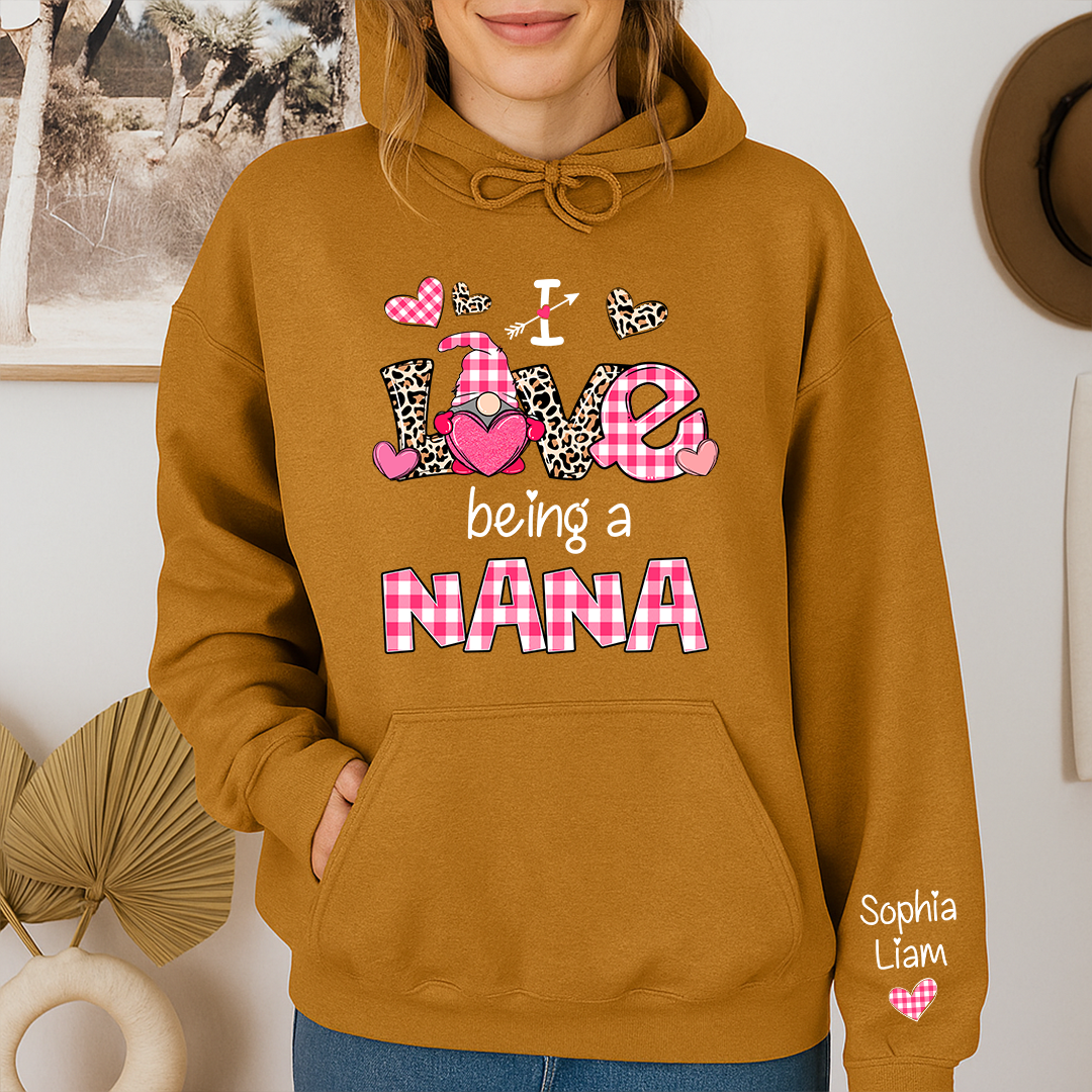 Personalized Nana Hoodie I Love Being a Nana with Custom Names, Cute Grandma Hoodie for Valentine Season