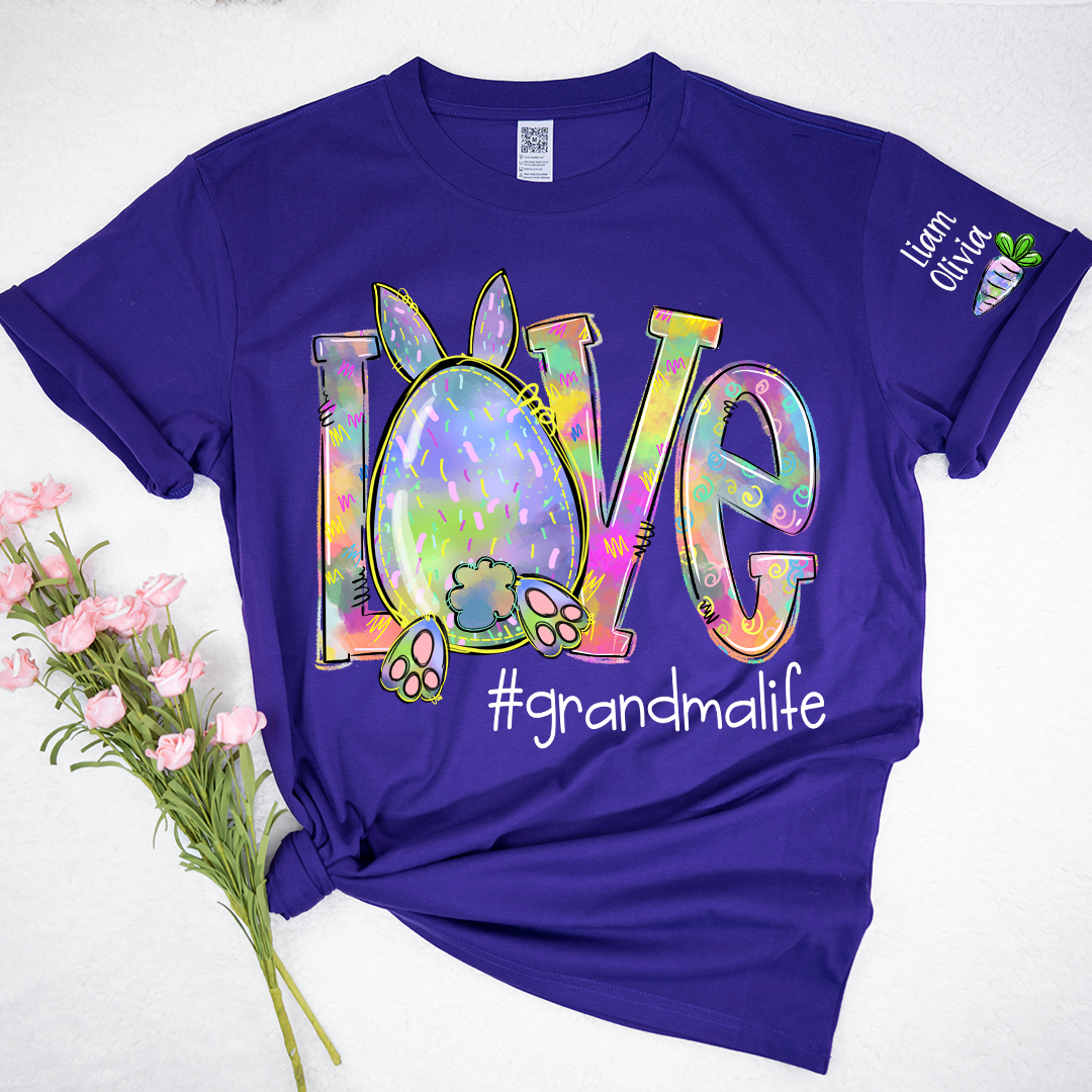 Love Grandma Life Rainbow Easter Bunny And Kids Carrot LTP01