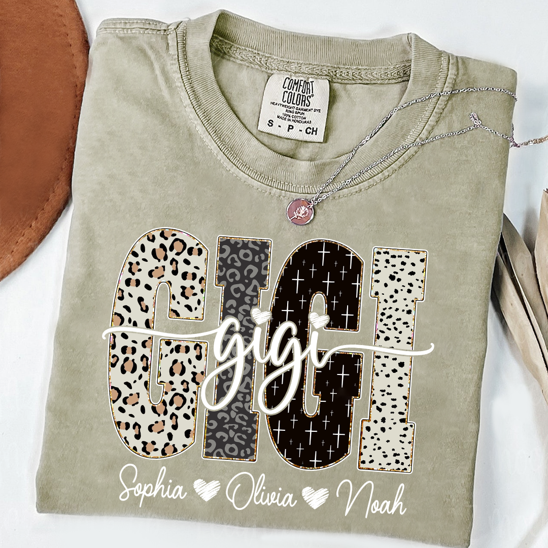 Comfort Colors® T-Shirt Bible Style Design, Custom Gift For Gigi And Her Grandchildren