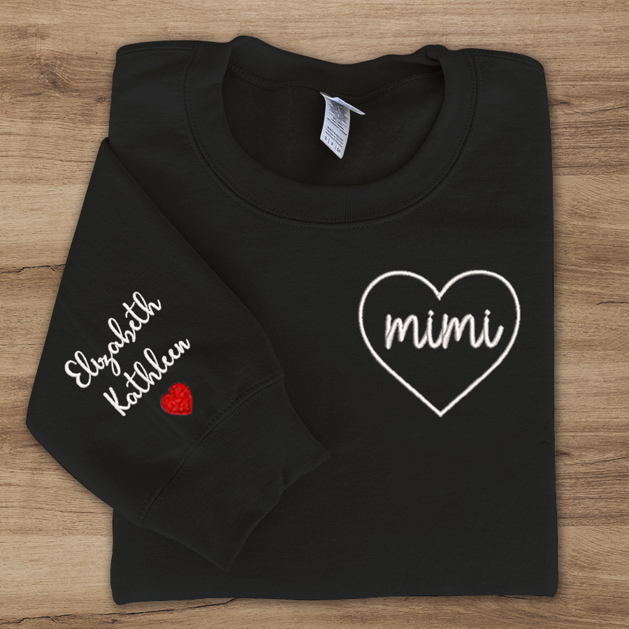 Mimi Embroidered Sweatshirt, Custom Mimi And Kids, Grandma Gift TH Sweatshirt