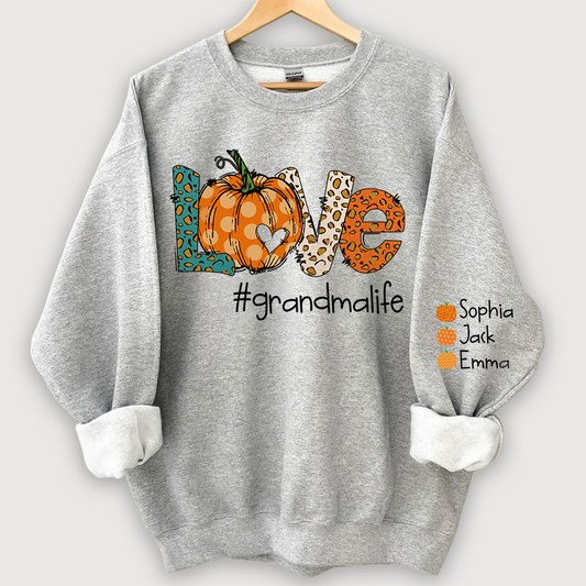 Love grandmalife Leopard ,Pumpkin Fall Personalized Autumn Sweatshirt