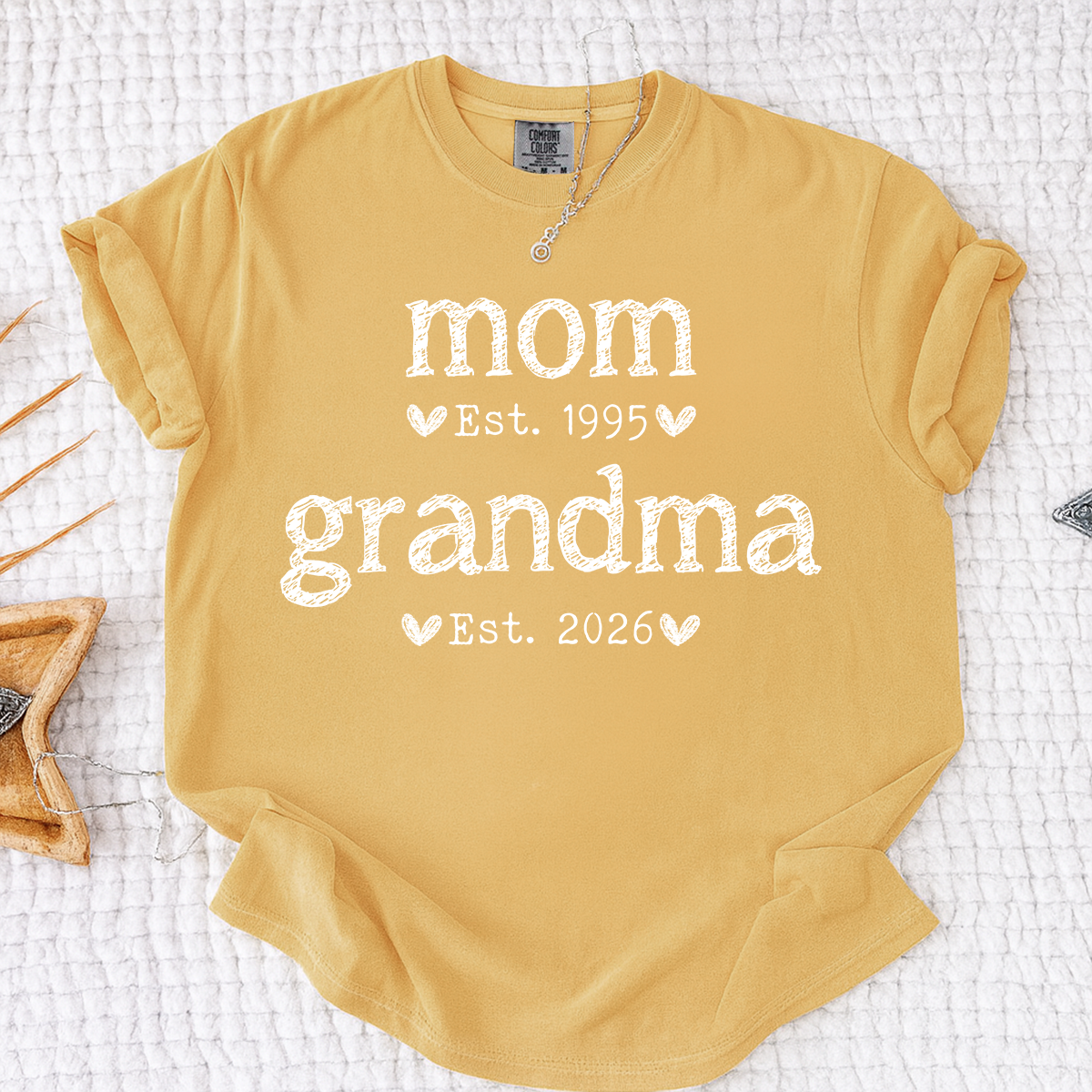 Comfort Colors Personalized Mom Est Grandma Est Shirt, Custom Family T Shirt, Idea Gift for Mother's Day, Birthday