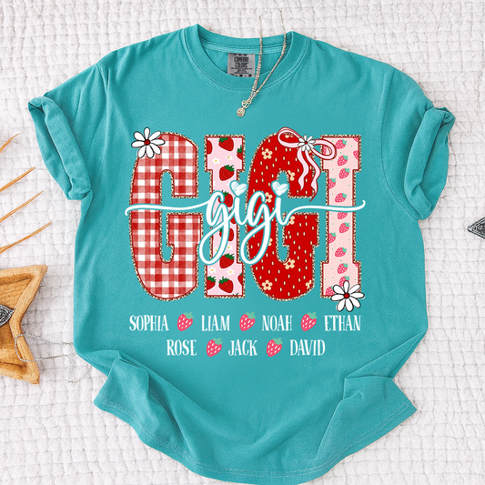 Comfort Colors® Custom Designed For Gigi With A Strawberry And Floral For Gift Grandma And Kids