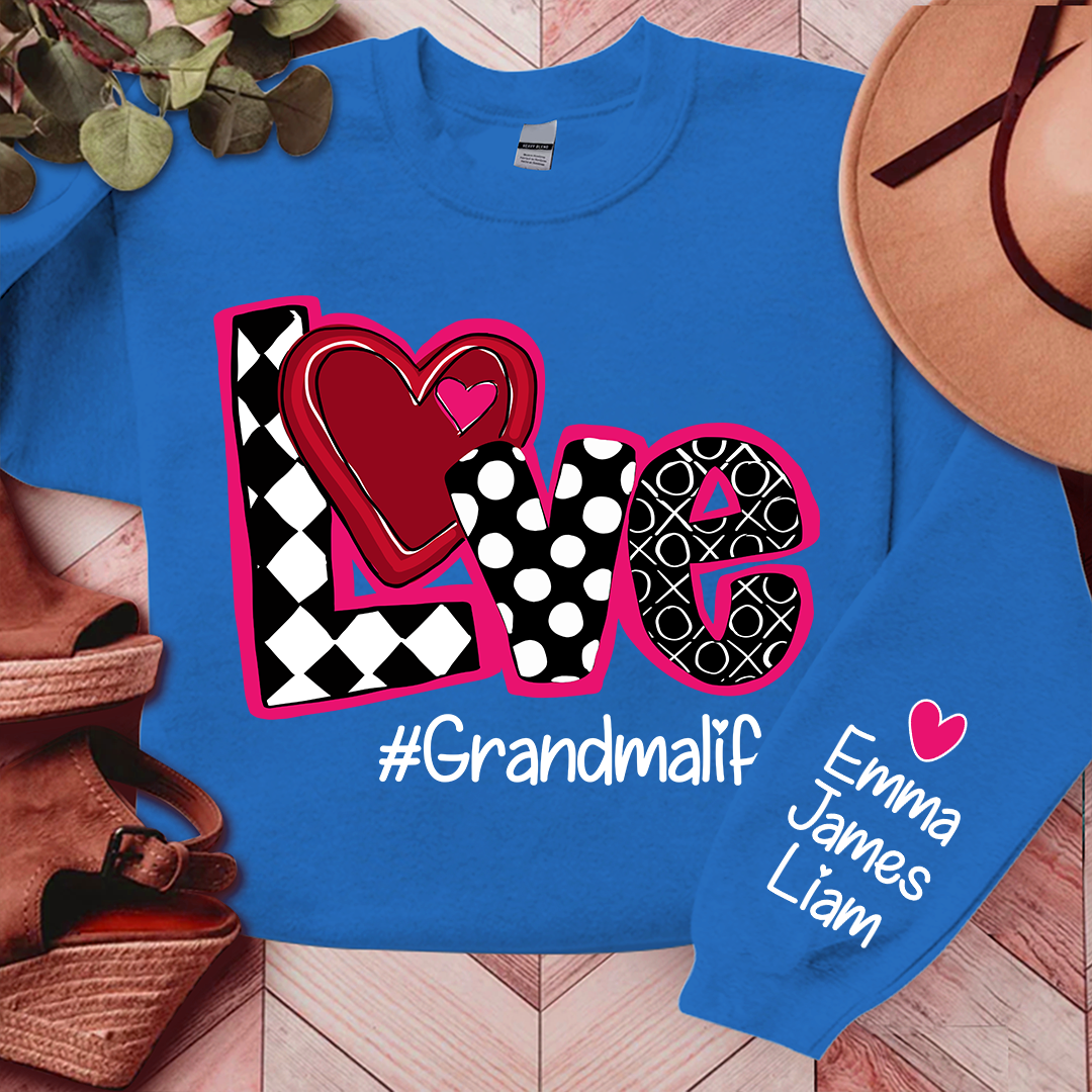 Love Valentine Sweatshirt, Custom Grandma With Kids, Grandma Gift Valentine TH Sweatshirt