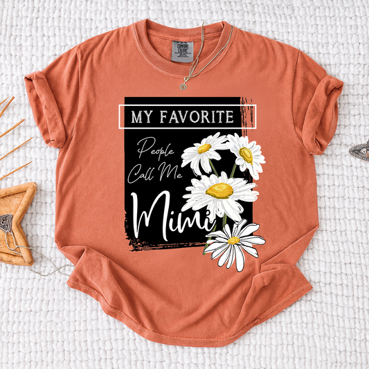Comfort Colors® Personalized Mimi Shirt, My Favorite People Call Me Tee with Daisy Design, Custom Gift for Grandma
