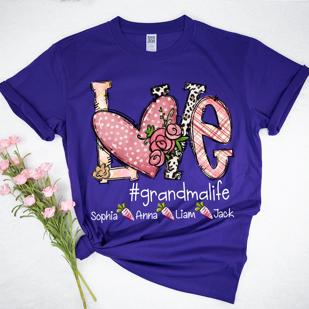 Love Heart Grandma Life Rainbow Easter Egg Bunny And Kids Carrot LTP01
