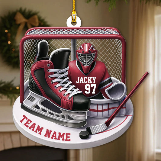 Hockey Christmas Ornament – Personalized Team, Name & Jersey Number Gift for Player, Fan, or Coach 2025 Ornament