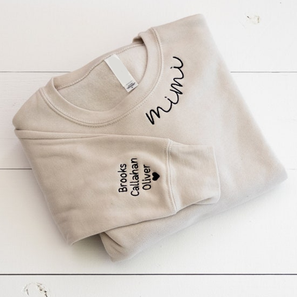 Custom Grandma Embroidered Sweatshirt, Sweater Kids Names Gift For Mom, Mama, Grandma Embroidered Sweatshirt