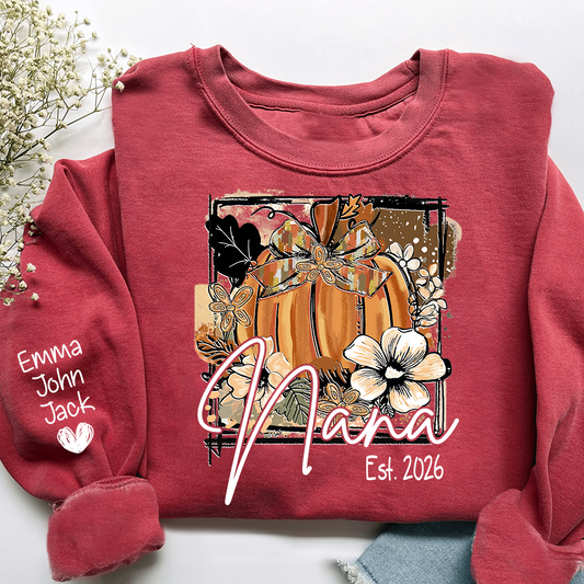 Mimi Fall Pumpkin Bow T Shirt, Personalized Grandma Tee, Autumn Floral Graphic Shirt, Gift for Mimi Lovers and Family