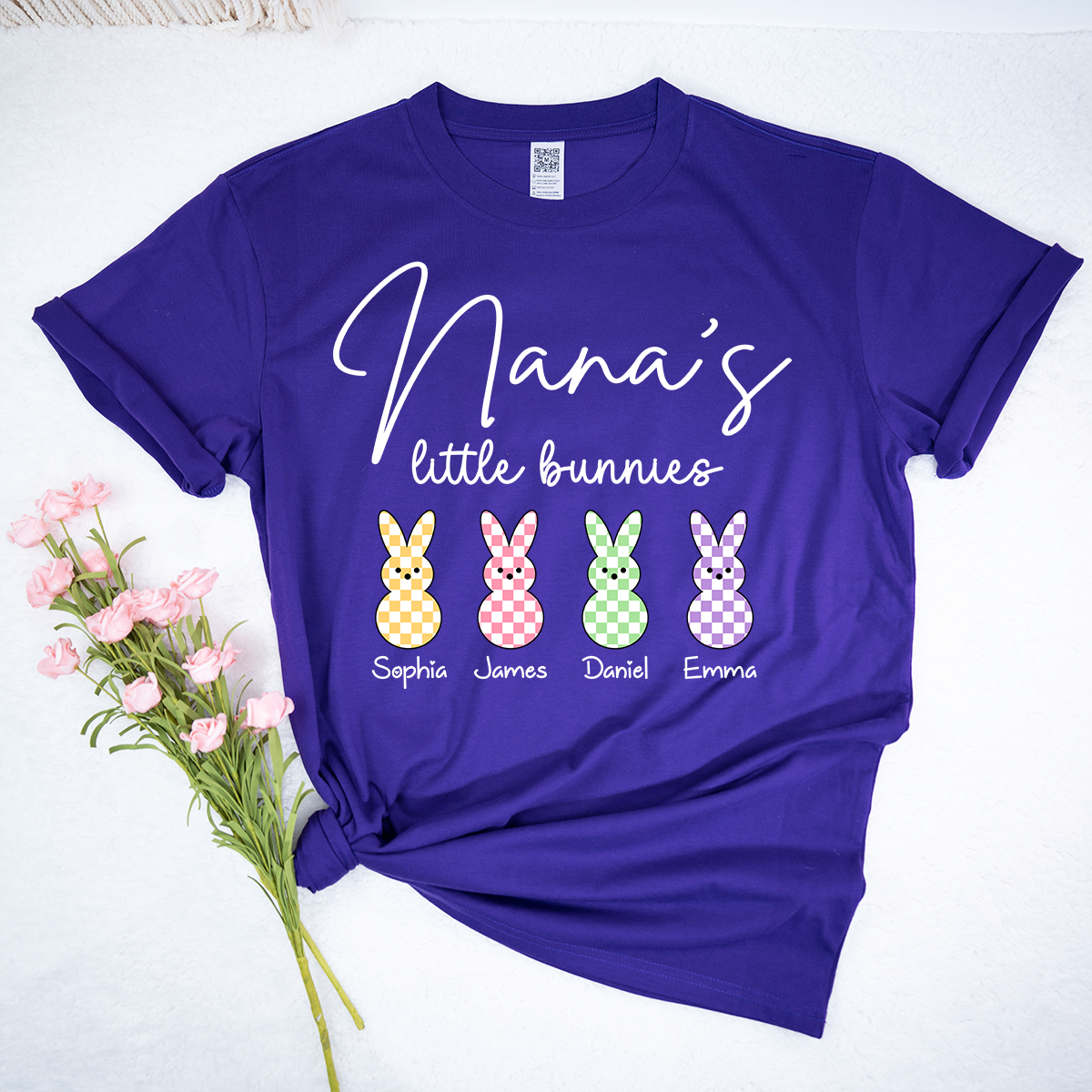 Personalized Nana Easter Shirt With Bunny Names, Nana’s Little Bunnies Custom Grandma T Shirt