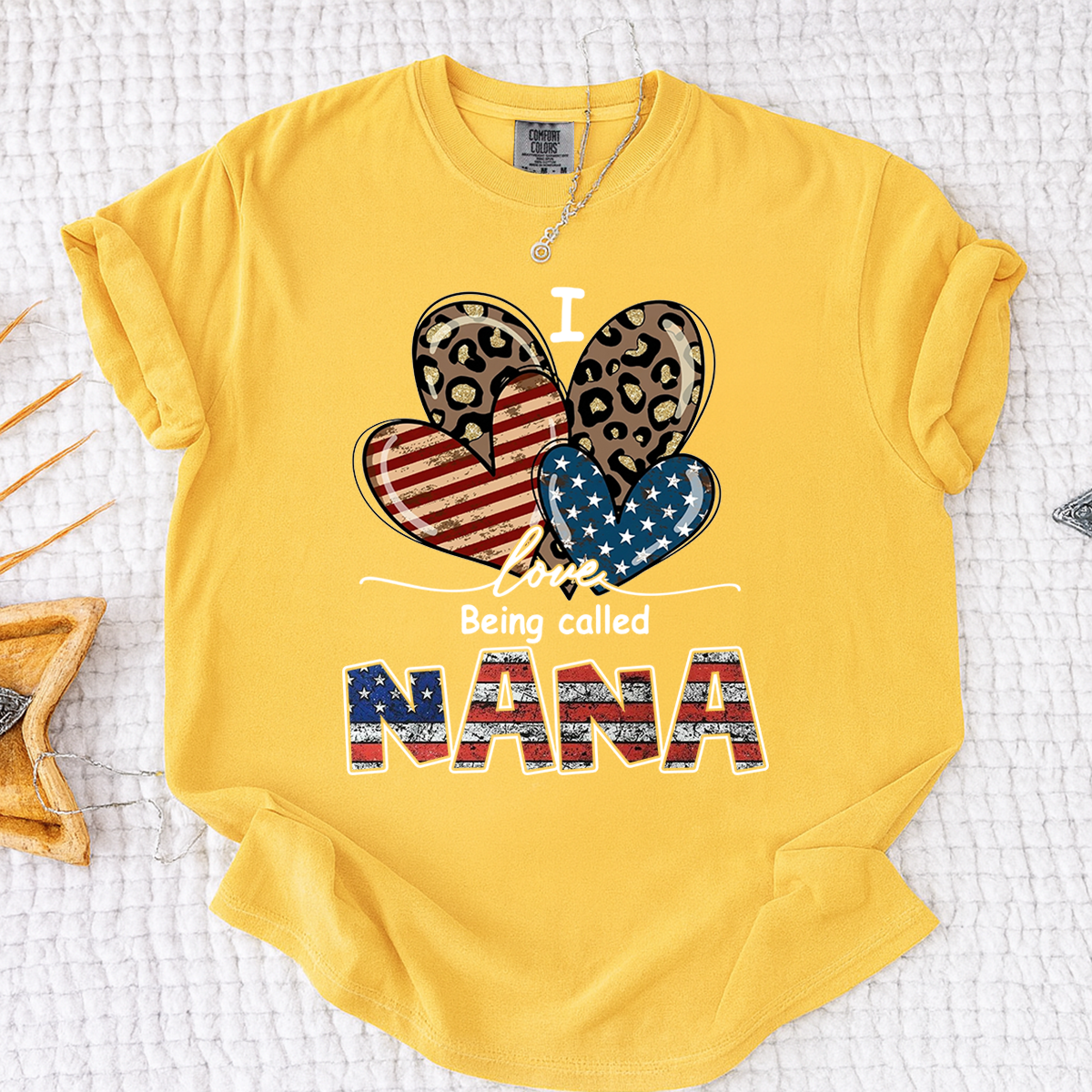 Comfort Colors® I Love Being Called Nana American Flag Heart Shirt, For Gift Grandma