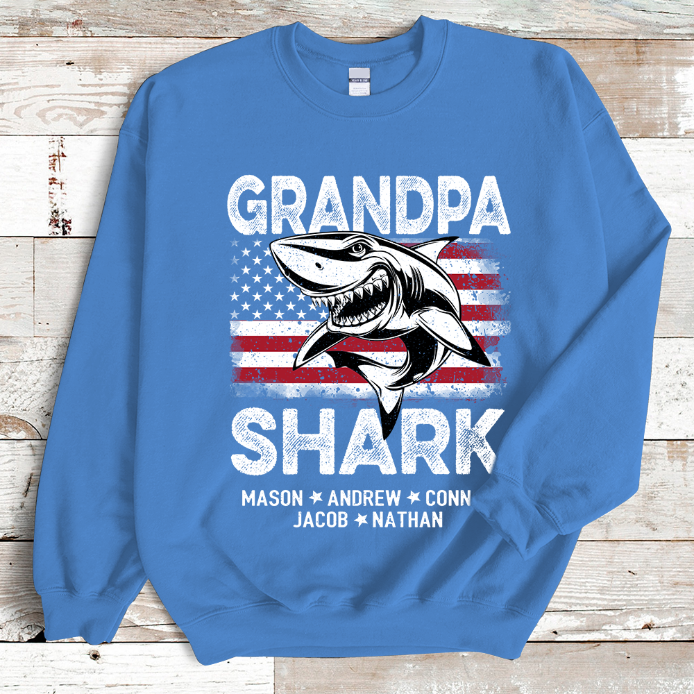 Grandpa Shark With Grandkids Sweatshirt