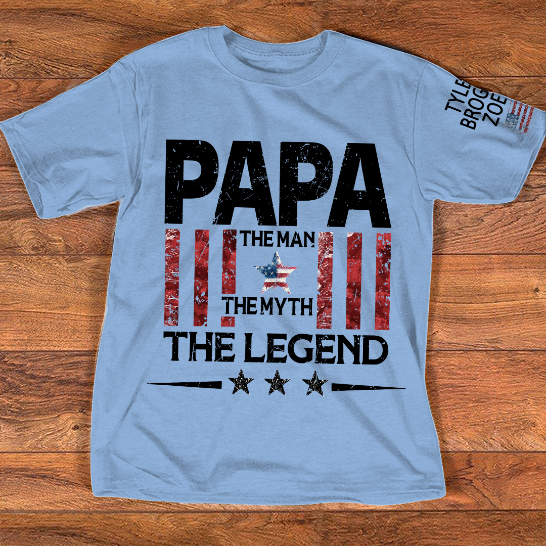 Personalized Papa The Man The Myth The Legend, Patriotic Stars Art Set For Gifr Papa And Kids
