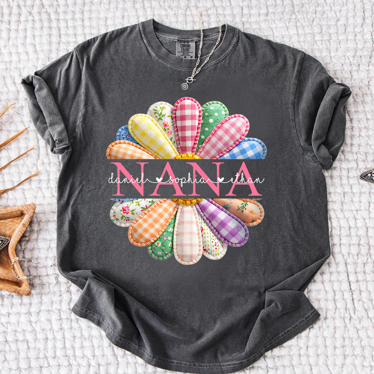 Comfort Colors MIMI Custom T Shirt, Personalized with Grandkids Names, Vibrant Floral Design for Mimi