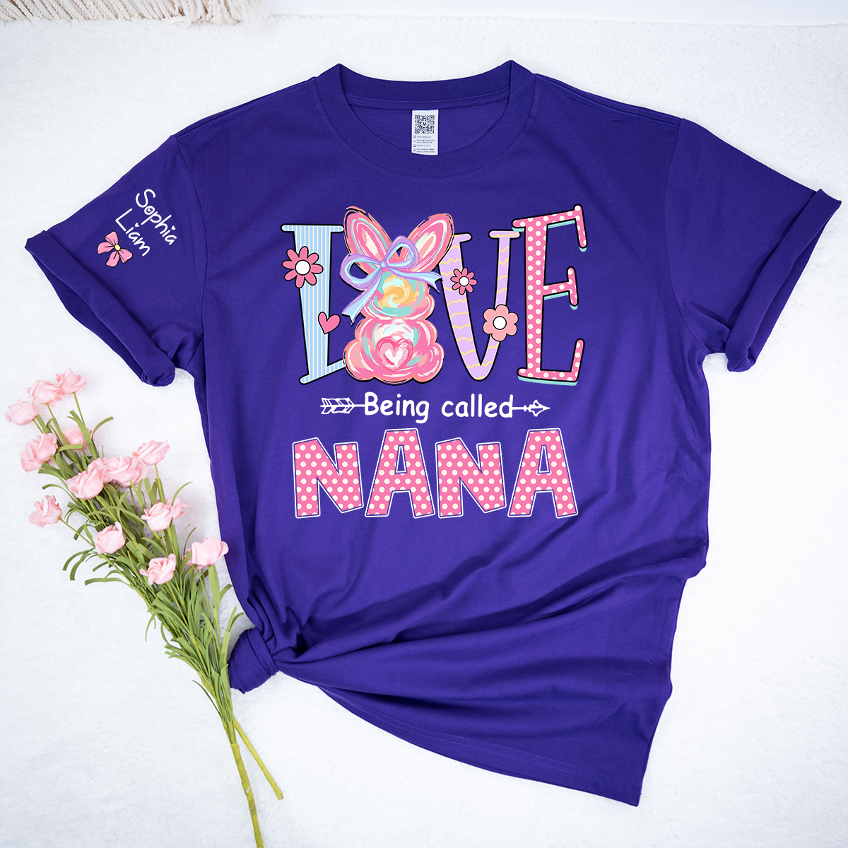 Personalized Nana Bunny Shirt For Easter, Custom Grandma Shirt With Kids Names