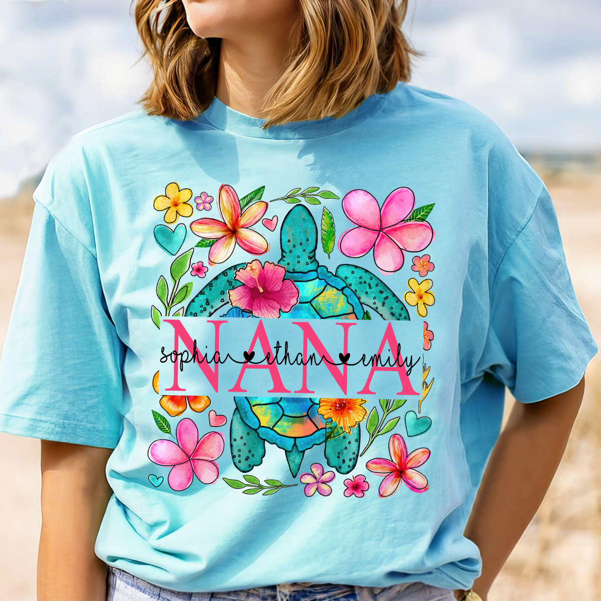 Comfort Colors® Nana Turtle Summer Flower And Grandkids 2025 Shirt