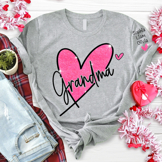 Glitter Heart Custom Grandma And Kids LTP01