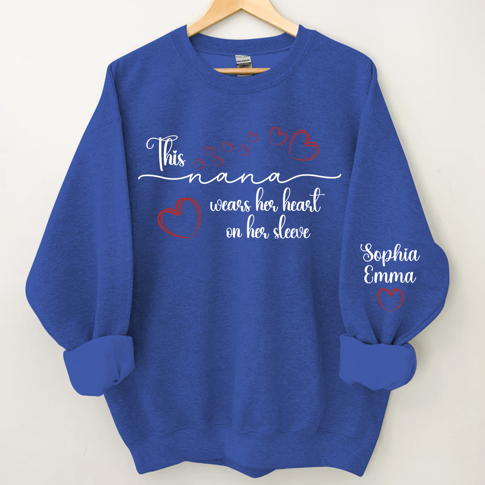 This Nana Wears Heart On Seeve With Grandkids Sweatshirt