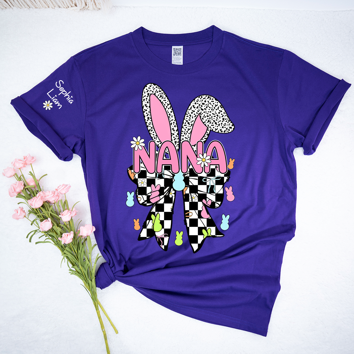 Nana Easter Bunny Shirt, Personalized Grandma T Shirt With Kids Names