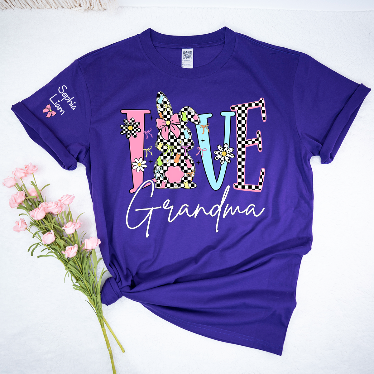 Personalized Love Grandma Shirt with Bunny, Custom Name Grandma T Shirt, Easter Family Gift